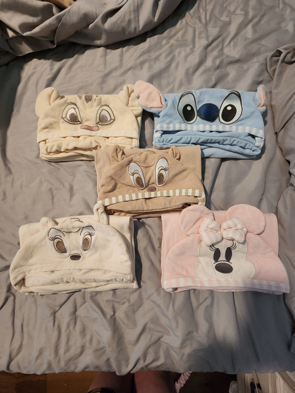 Disney Kids Character Hooded Bath Towels - Blue, Pink, Cream, Tan,and Brown
